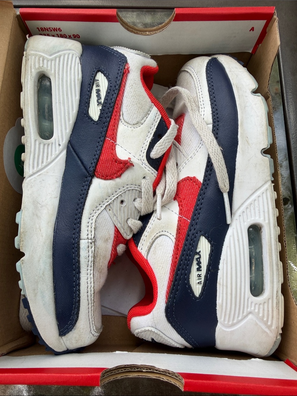 Nike Kids Air Max 90 Sneakers White Navy Red